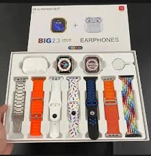 i20 Ultra Max Suit Smartwatch & Earbuds Combo | 10-in-1 Set with 7 Straps | Random Colors